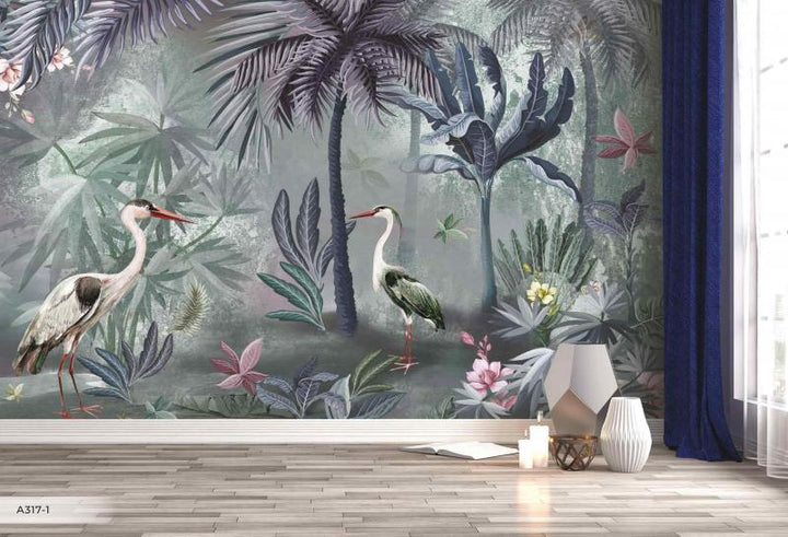 Amazon Wallpaper Collection Moody Jungle wallpaper mural installed in a Dubai villa dining room — La Belle Maison