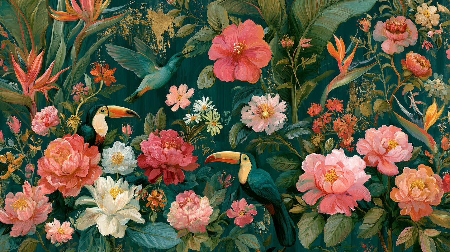 Paradise Song wall mural, full room view