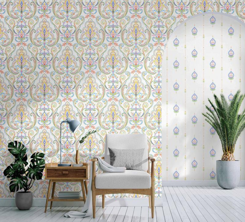 Vintage Wallpaper Collection | Multicolored Damask
