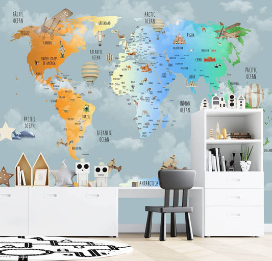 Little One Wallpaper Collection I Colorful World Map