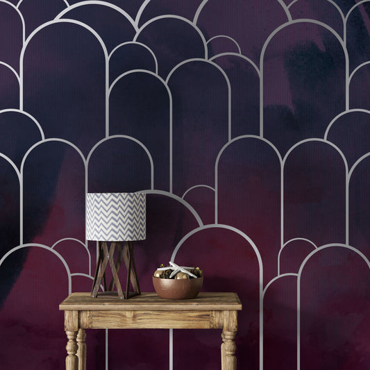 Foreign Land Wallpaper Collection I Moody Maze - Dark Purple