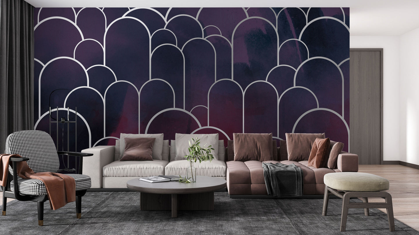 Foreign Land Wallpaper Collection I Moody Maze - Dark Purple