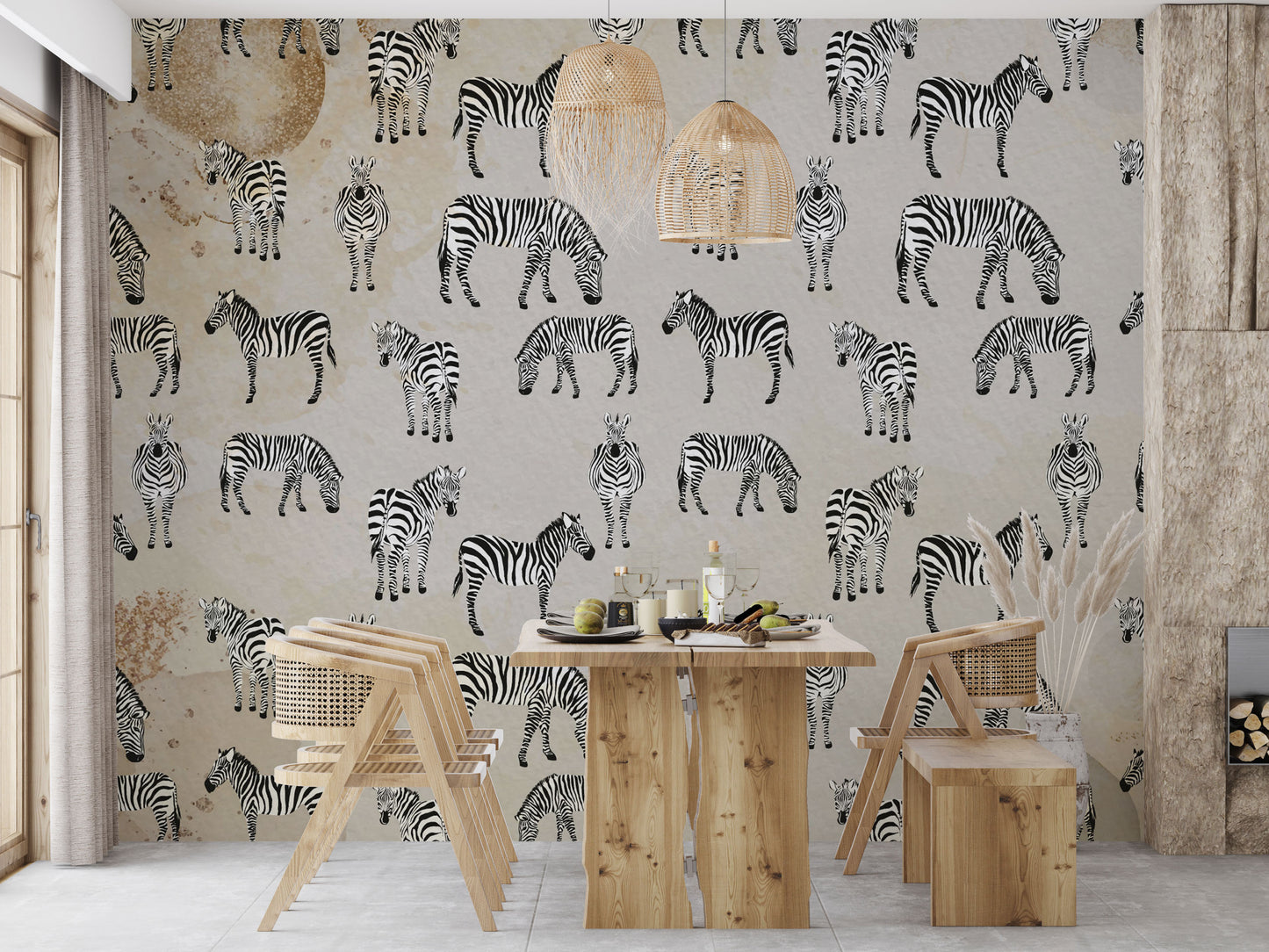 Foreign Land Wallpaper Collection I Wild Zebra - Beige