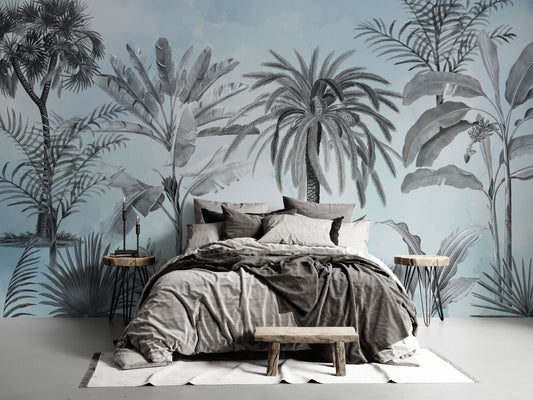 Humid Jungle Wallpaper Collection | Sky Blue Paradise