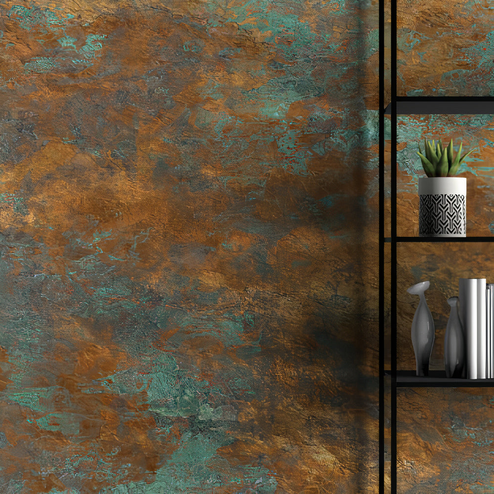 Marbled Stone Wallpaper Collection I Rusty Turquoise