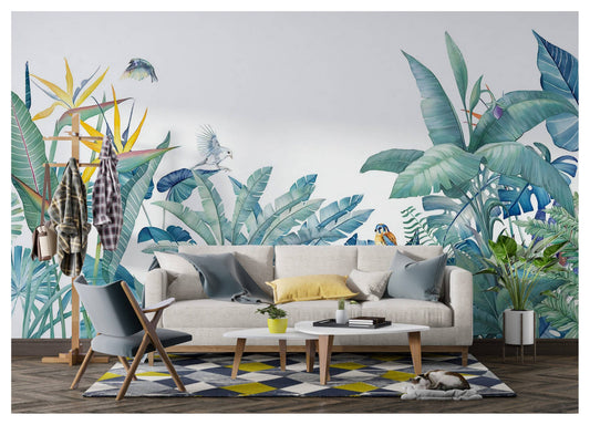 Humid Jungle Wallpaper Collection I Turquoise Leaf