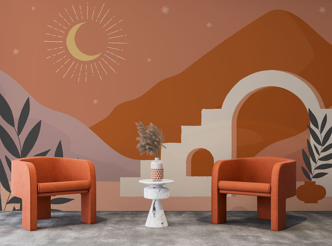 Boho Chic Wallpaper Collection I Red Moon