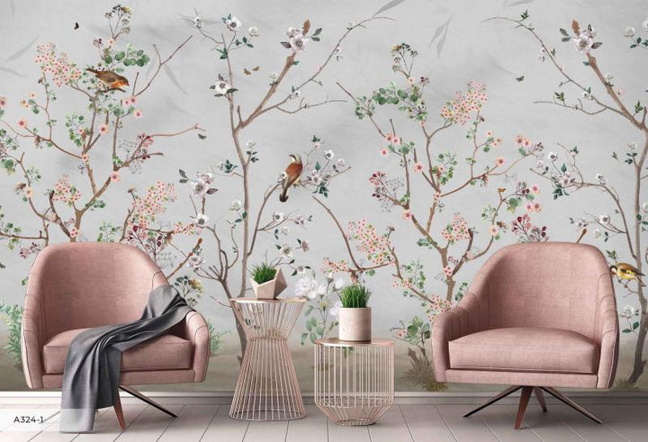 Amazon Wallpaper Collection Slow Morning — soft, serene wallpaper mural in soft morning light, Dubai living room — La Belle Maison