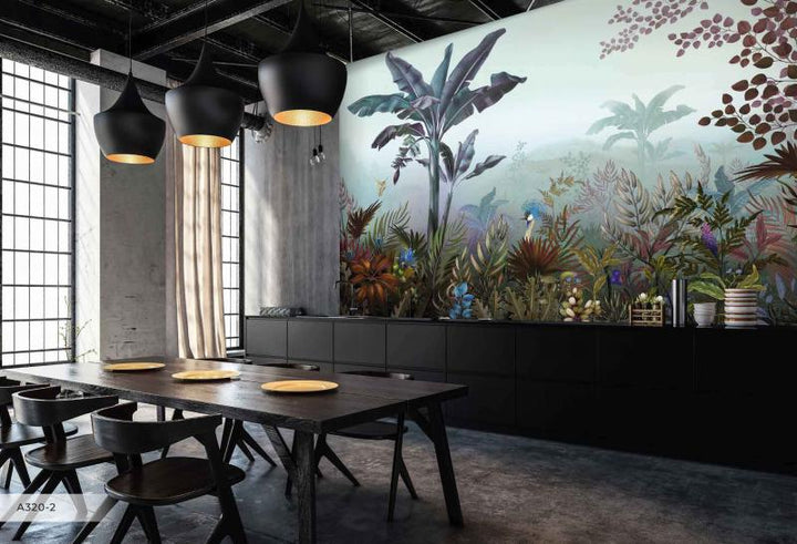 Amazon Wallpaper Collection Atmospheric Jungle mural professionally installed in a bright modern Dubai villa — La Belle Maison