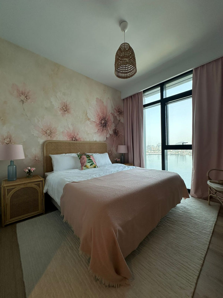 Blush & Cream: A Watercolour Floral Bedroom in Dubai Creek Harbour