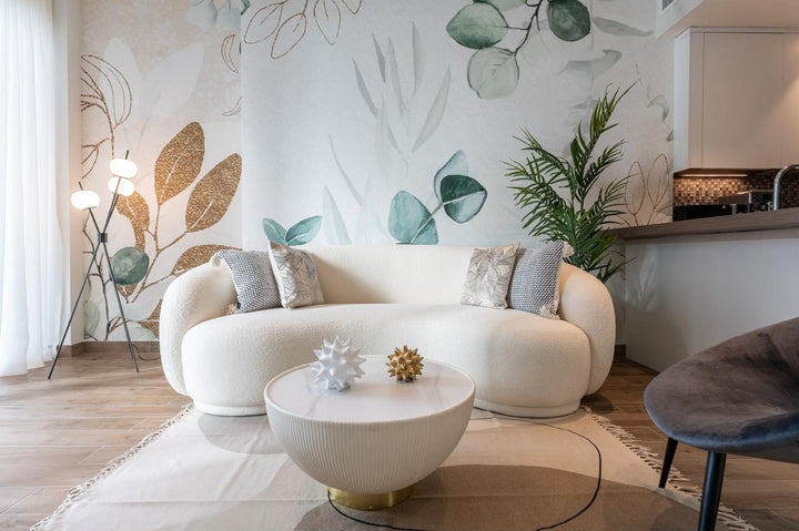 Renting in Dubai? Yes, You Can Have Wallpaper — a Dubai Marina apartment featuring a bespoke botanical mural