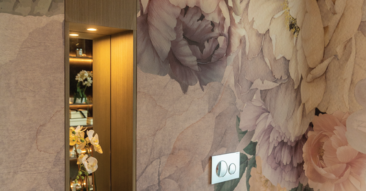 Blooming Elegance: Transforming a Dubai Guest Bathroom with La Belle Maison's Unique Floral Wallpaper