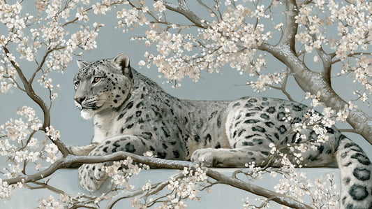 Winter Bloom wall mural, full room view
