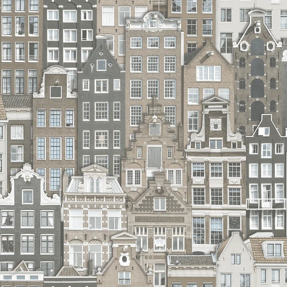 Roka Living Ash Grey Cityscape Wallpaper by La Belle Maison — room view 3