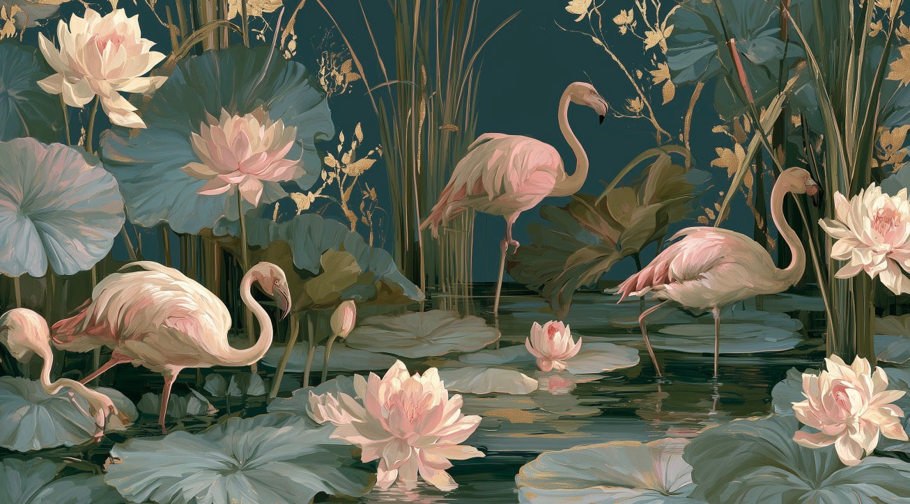 Rose Lagoon wallpaper design detail