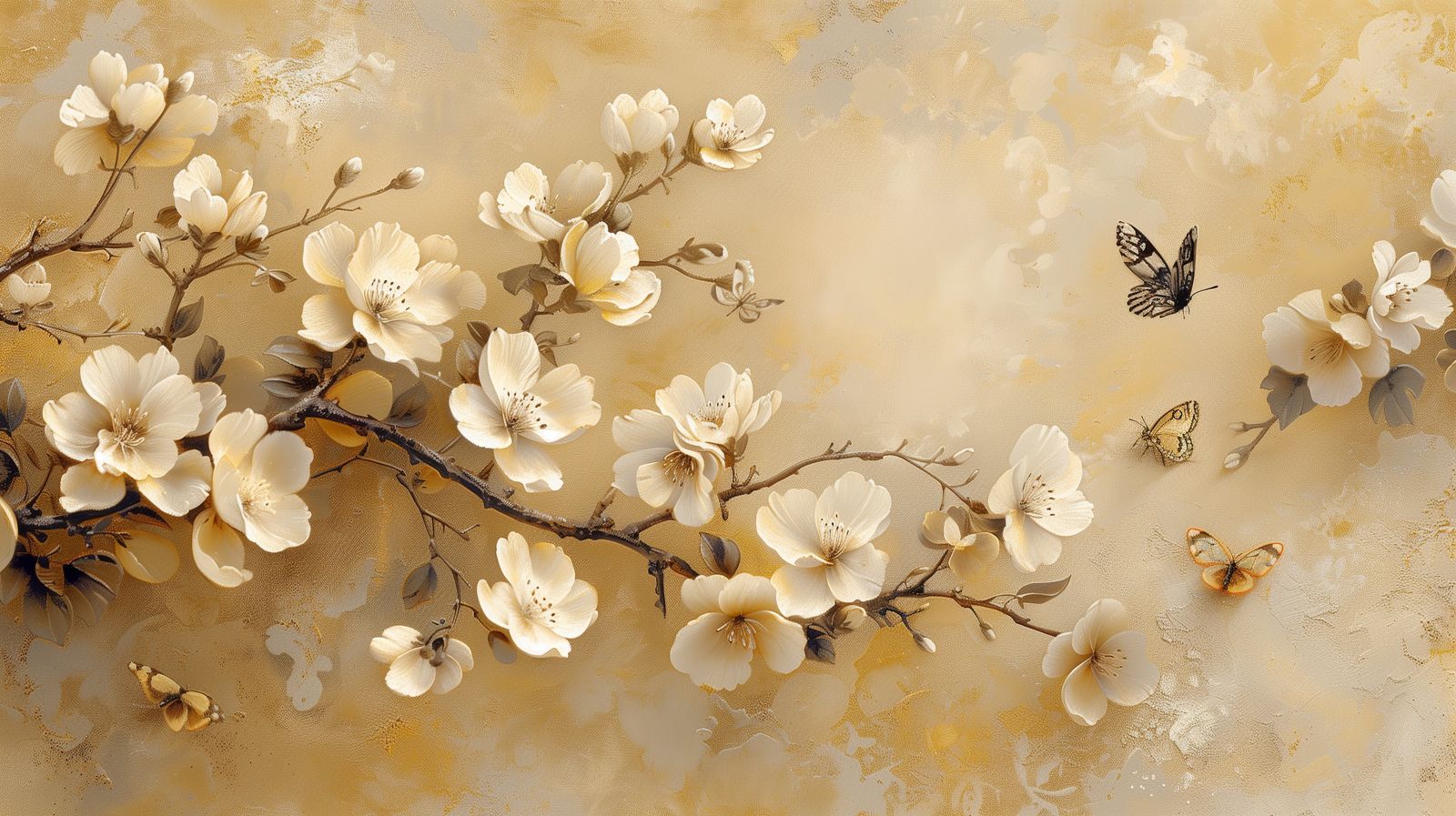 Whispering Bloom Almond Reverie floral wallpaper mural Dubai — botanical cherry blossom design