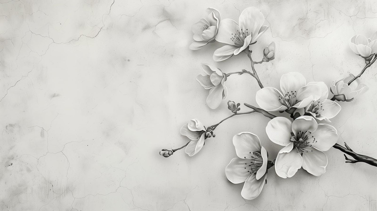 Whispering Bloom Grey Petal Silence botanical wallpaper mural Dubai — La Belle Maison
