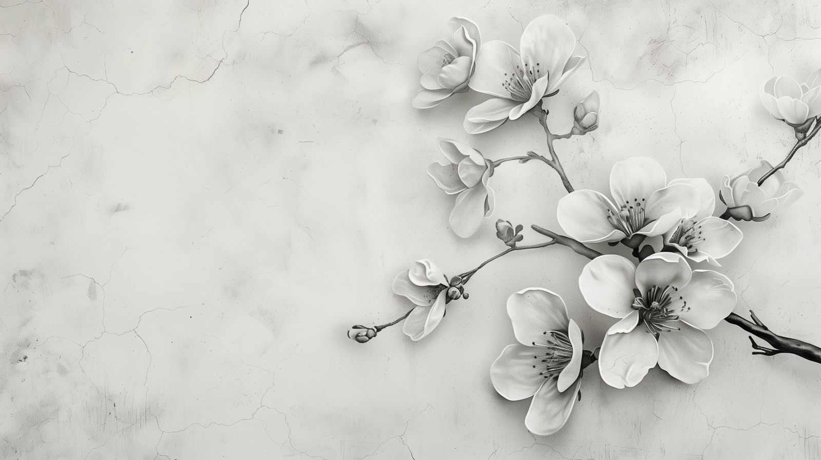 Whispering Bloom Grey Petal Silence botanical wallpaper mural Dubai — La Belle Maison