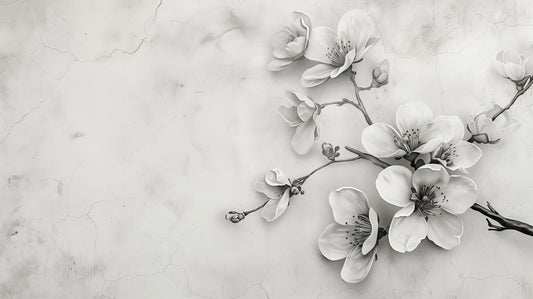 Whispering Bloom Grey Petal Silence botanical wallpaper mural Dubai — La Belle Maison