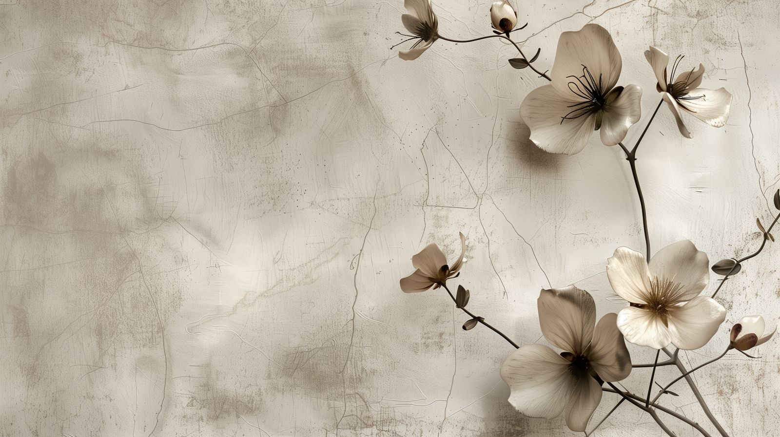 Whispering Bloom Sepia Blossom Muse botanical wallpaper mural Dubai — La Belle Maison