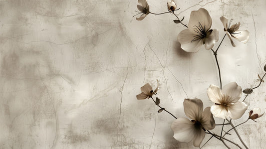Whispering Bloom Sepia Blossom Muse botanical wallpaper mural Dubai — La Belle Maison