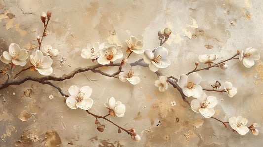 Whispering Bloom Silk Horizon botanical wallpaper mural Dubai — La Belle Maison