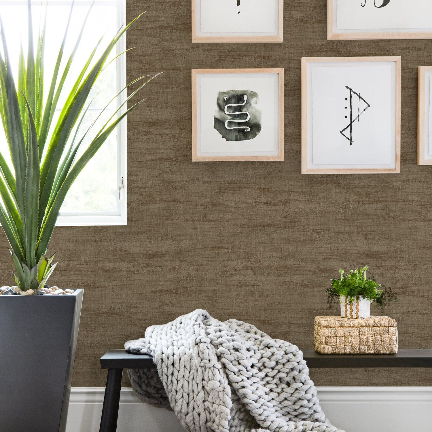 Atelier Alfa Smoke Linen Texture Wallpaper by La Belle Maison