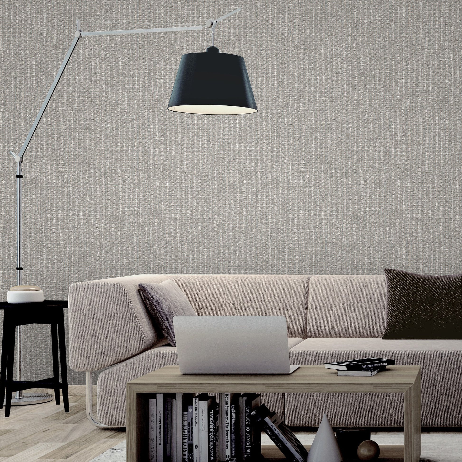 Atelier Alfa Silver Taupe Classic Texture Wallpaper by La Belle Maison