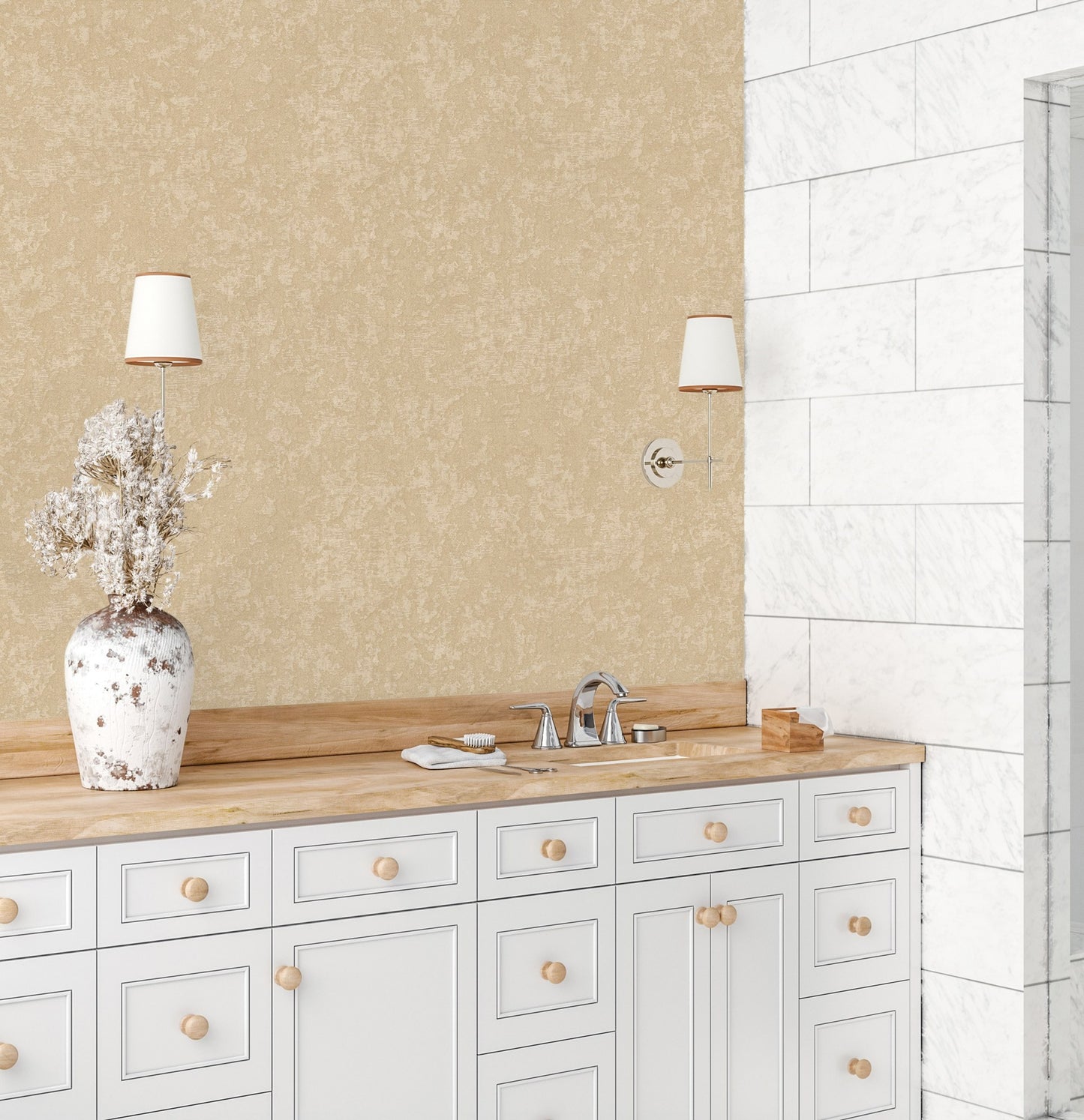 Atelier Alfa Biscuit Fine Weave Wallpaper by La Belle Maison