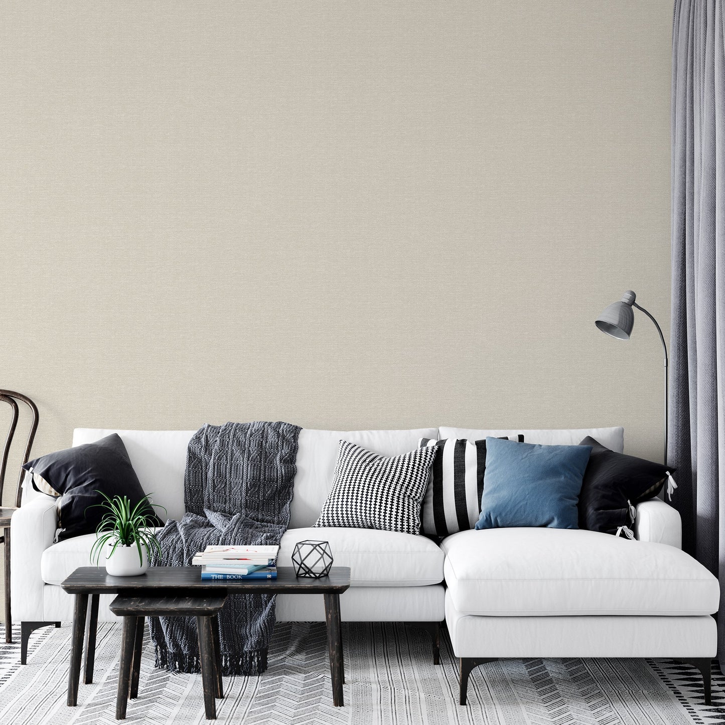Atelier Alfa Warm Grey Linen Texture Wallpaper by La Belle Maison