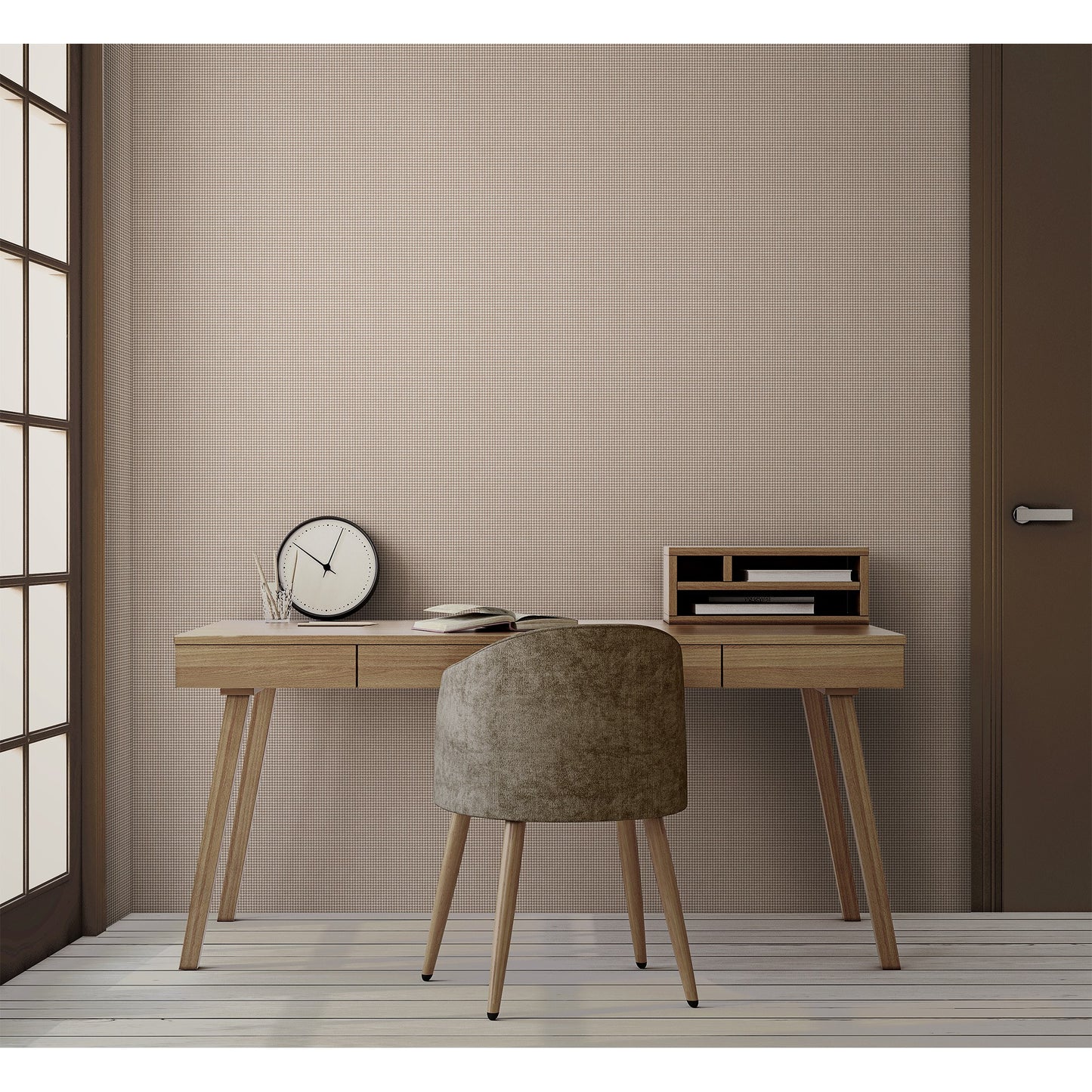 Atelier Alfa Warm Grey Crosshatch Texture Wallpaper by La Belle Maison