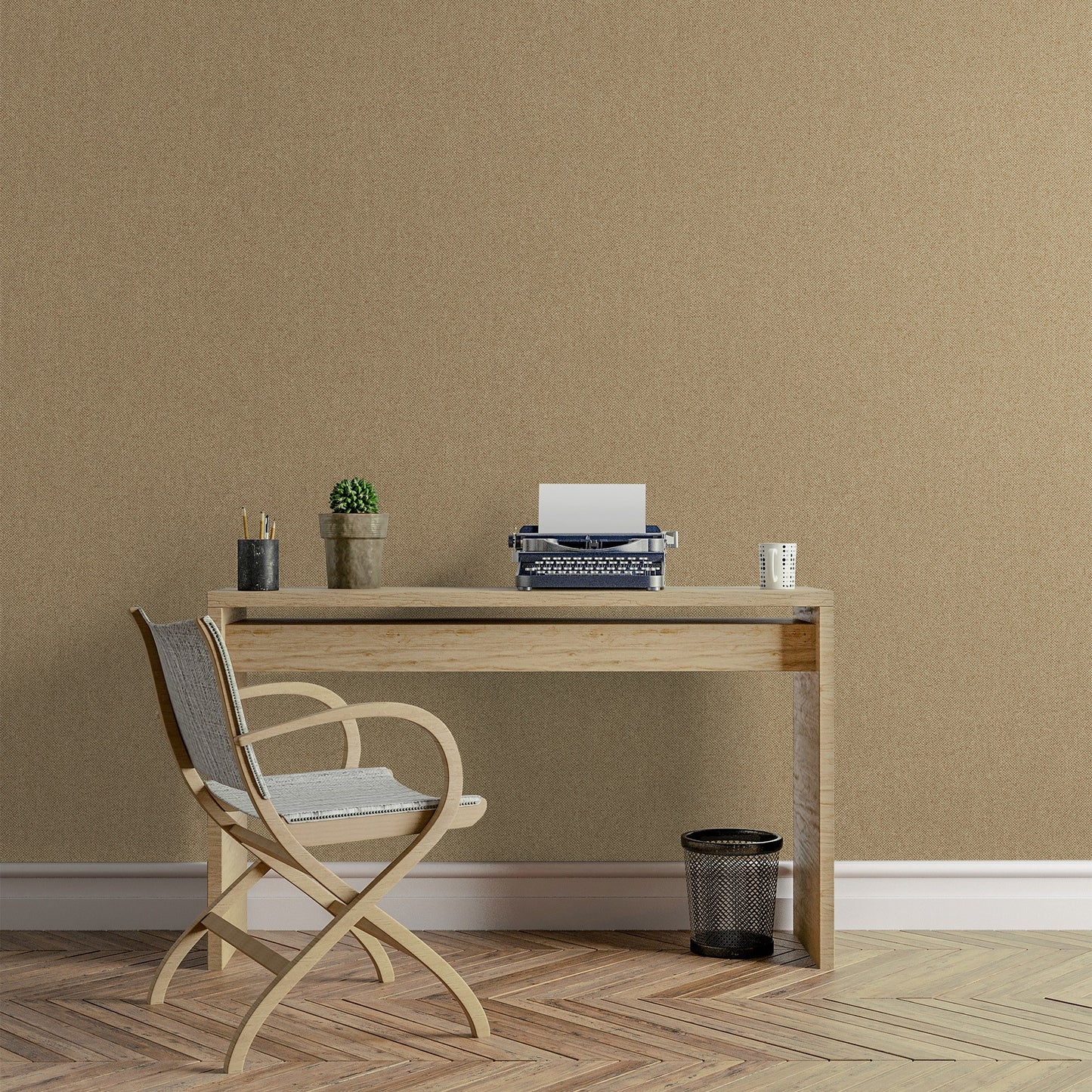 Atelier Alfa Silver Taupe Linen Texture Wallpaper by La Belle Maison