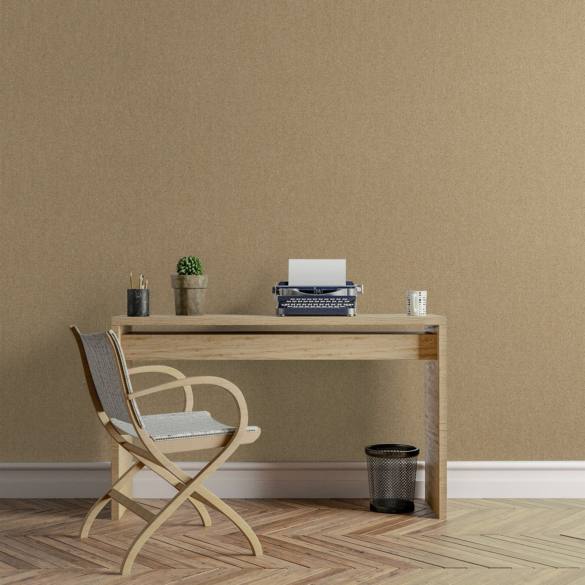 Atelier Alfa Silver Taupe Linen Texture Wallpaper by La Belle Maison