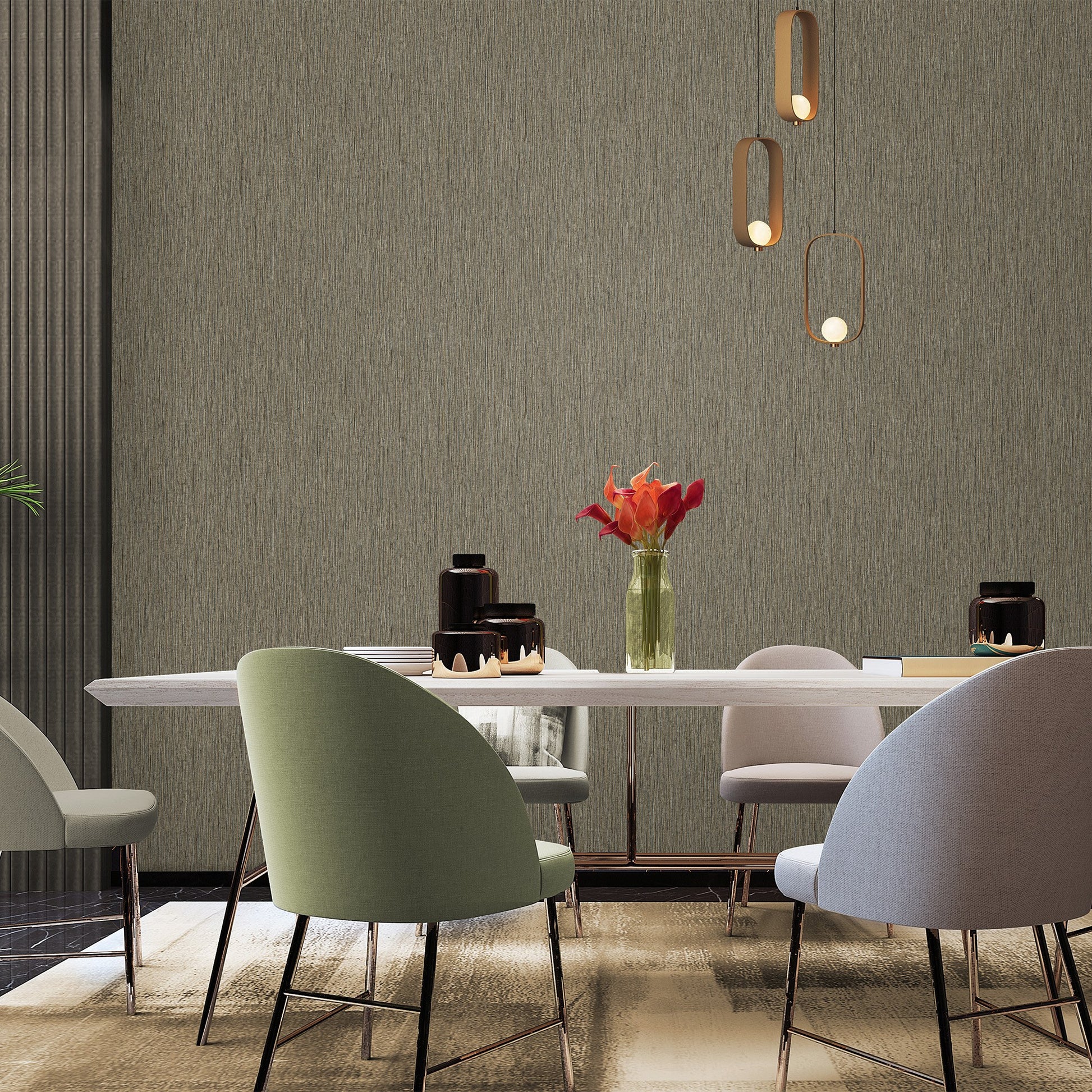 Belle Beta Stone Grey Plain Weave Wallpaper by La Belle Maison