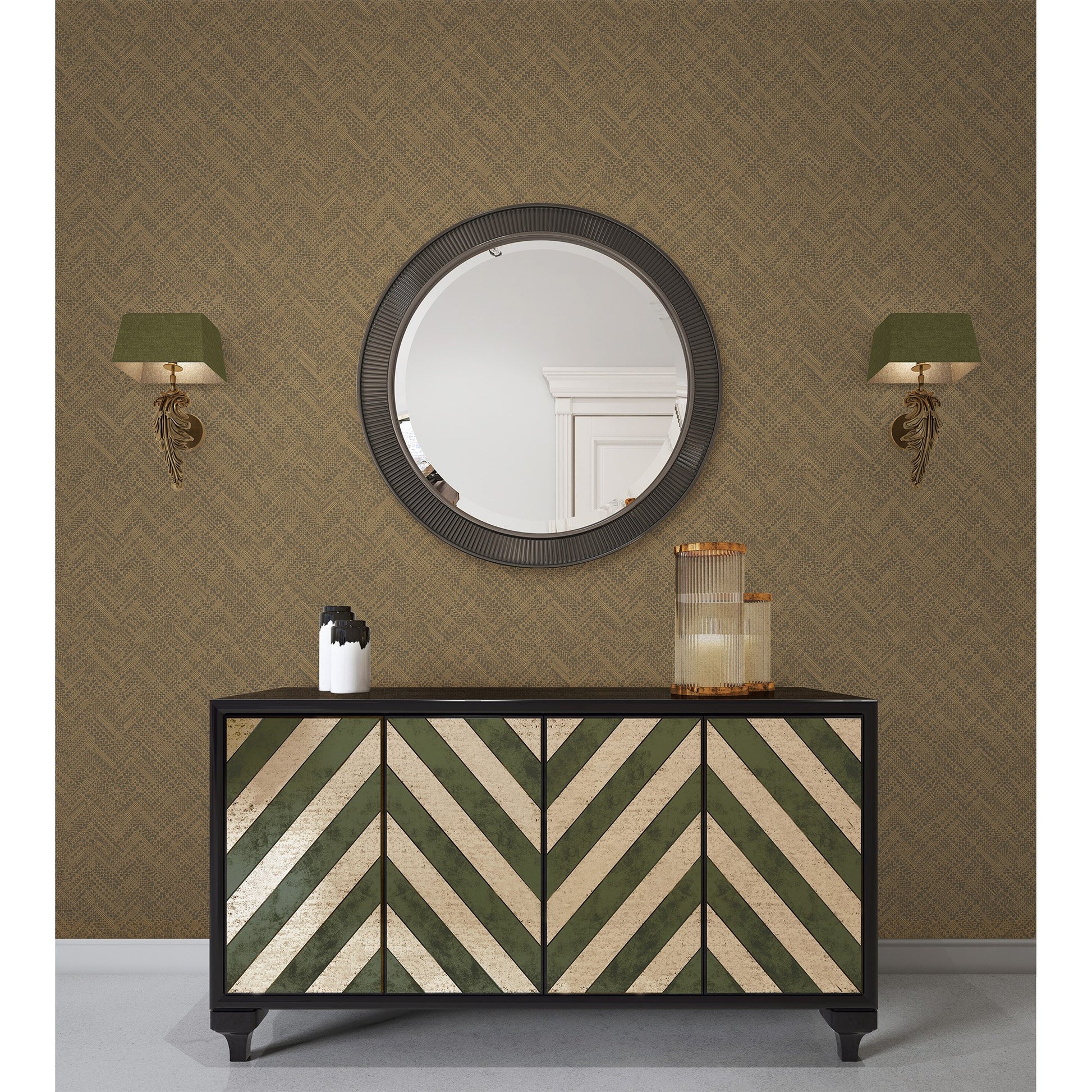 Belle Beta Warm Grey Fine Weave Wallpaper by La Belle Maison