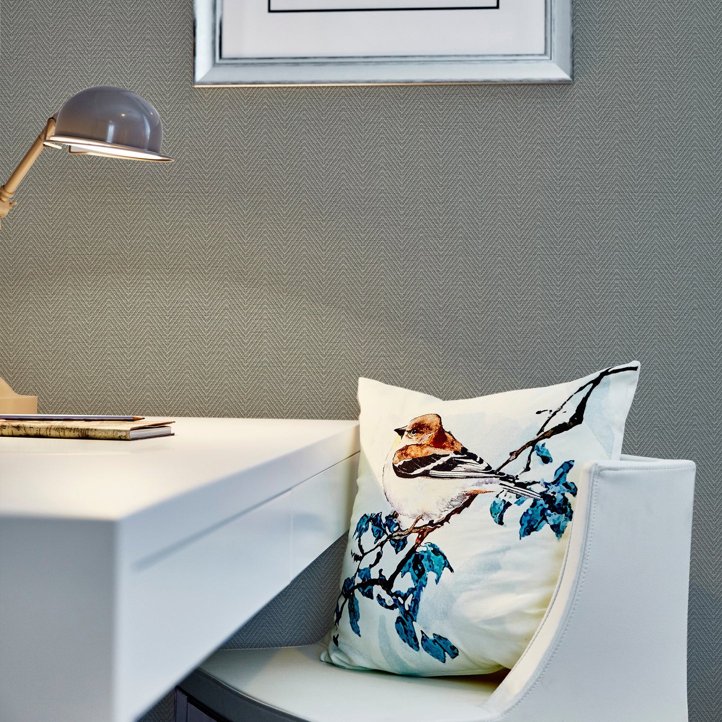 Belle Beta Powder Blue Soft Linen Wallpaper by La Belle Maison