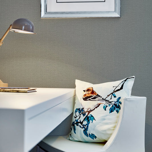 Belle Beta Powder Blue Soft Linen Wallpaper by La Belle Maison