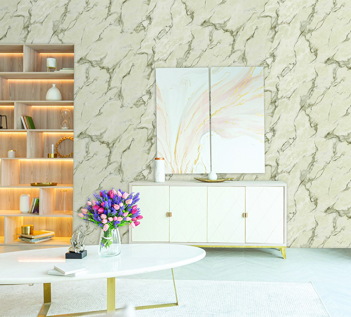 Belle Beta Mist Soft Linen Wallpaper by La Belle Maison