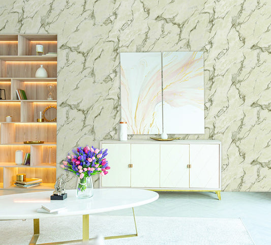 Belle Beta Mist Soft Linen Wallpaper by La Belle Maison