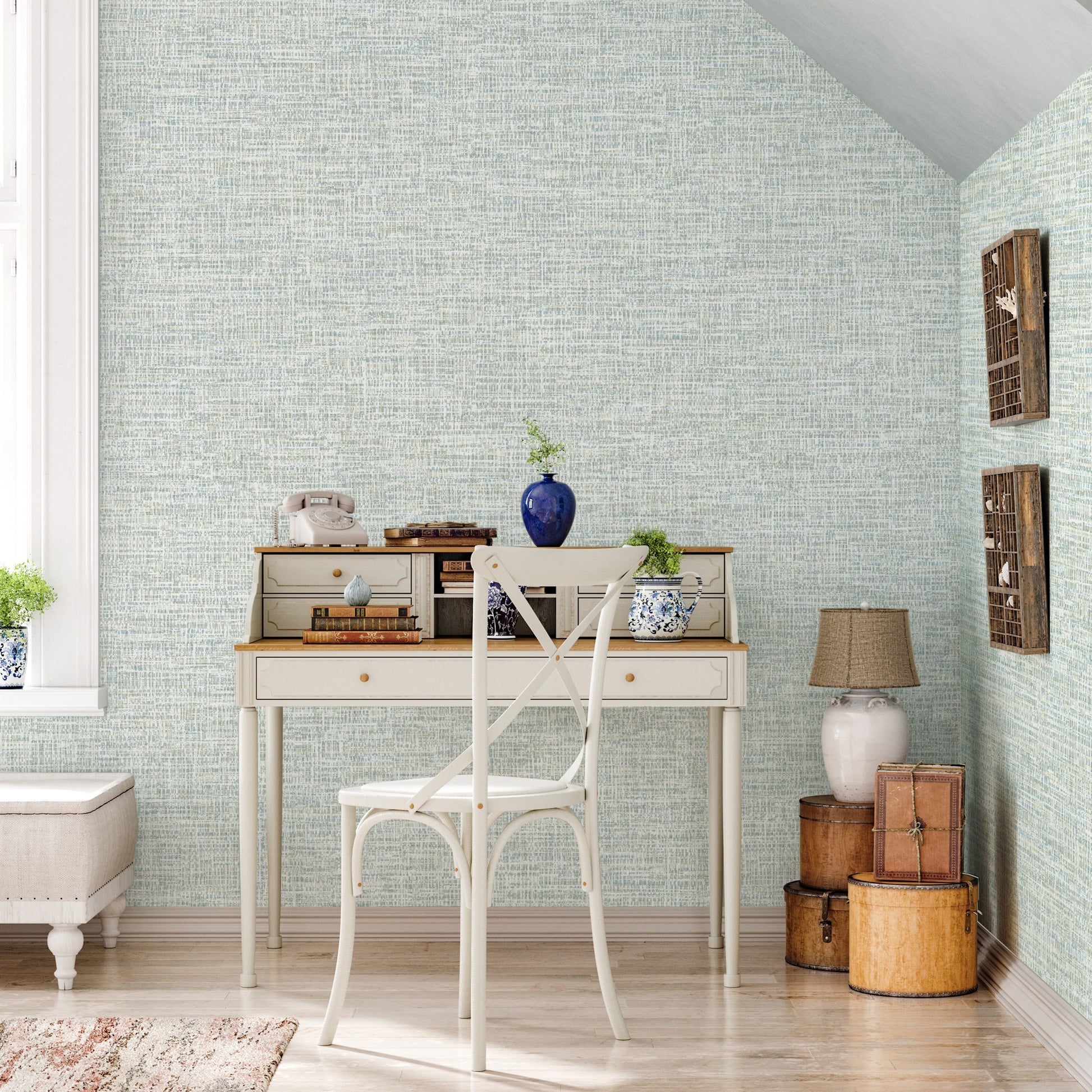 Belle Beta Silver Taupe Fine Weave Wallpaper by La Belle Maison