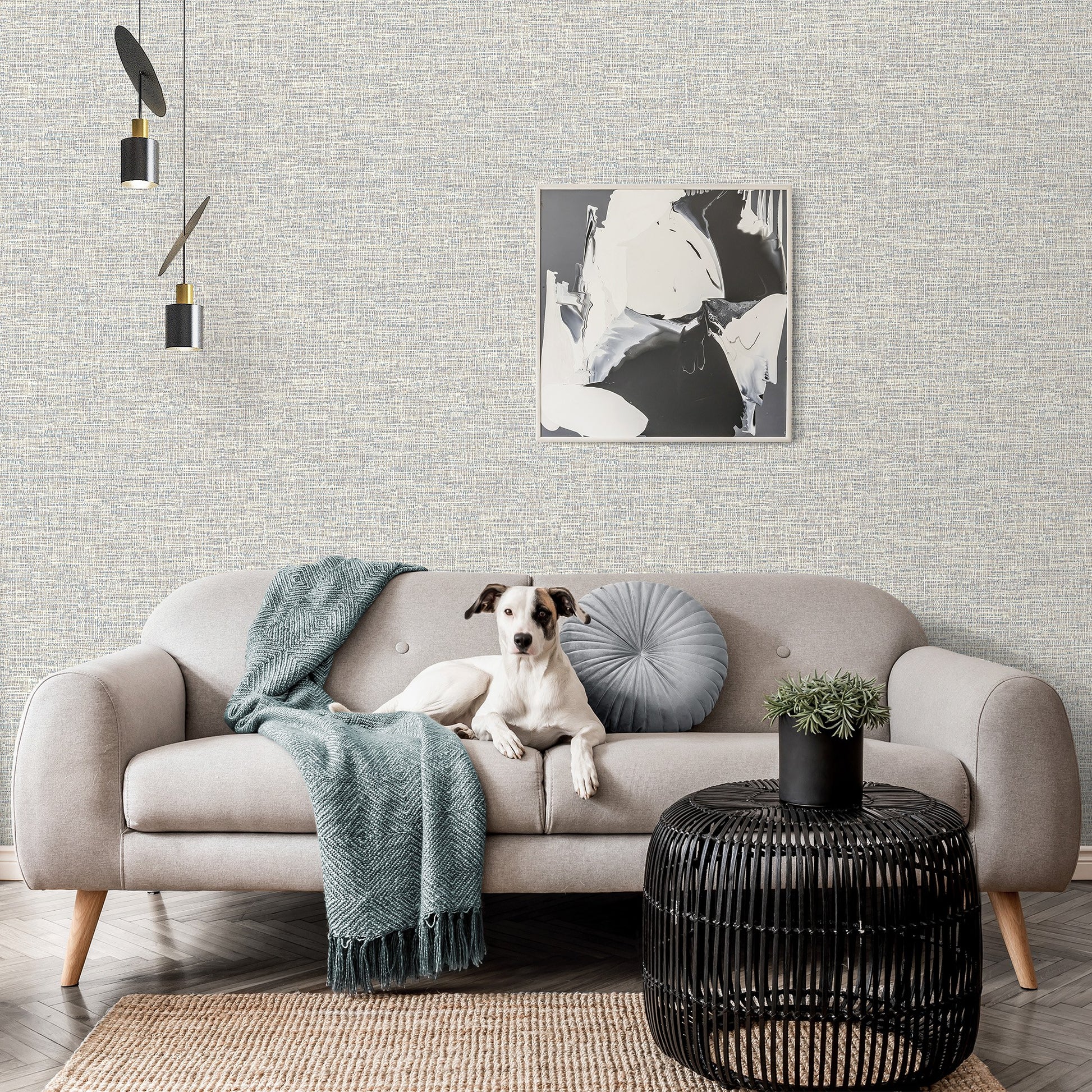Belle Beta Powder Blue Fine Weave Wallpaper by La Belle Maison