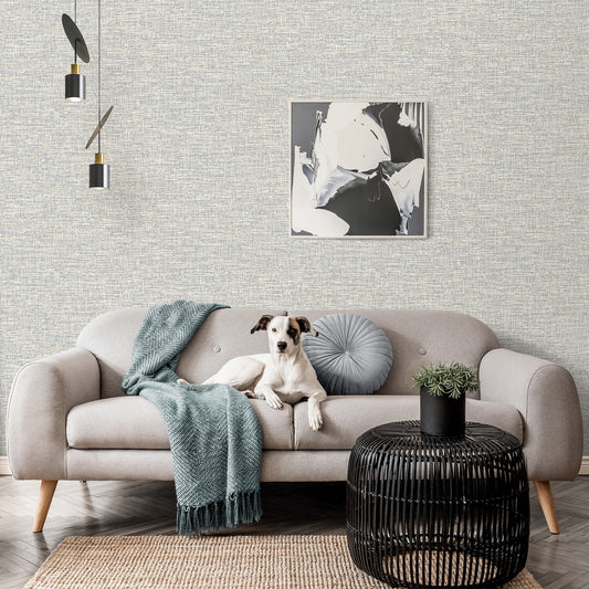 Belle Beta Powder Blue Fine Weave Wallpaper by La Belle Maison