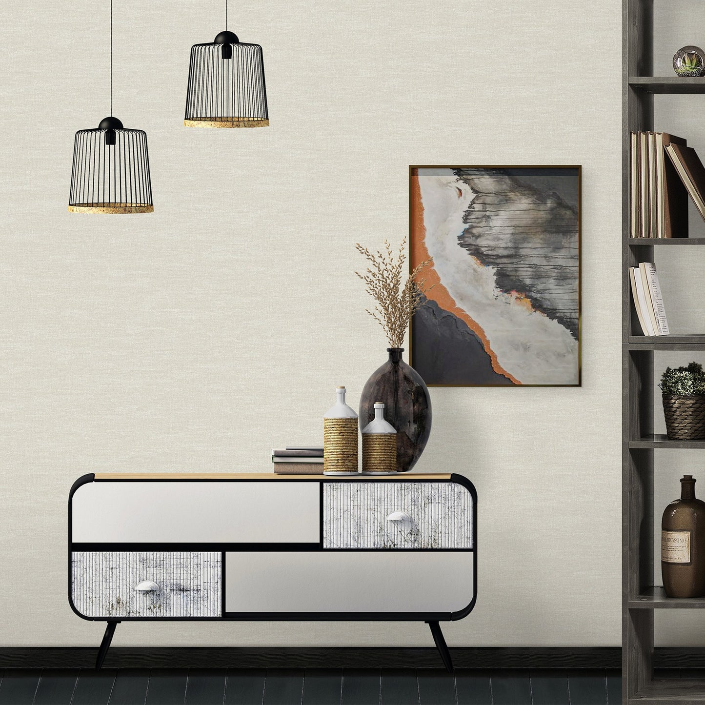 Belle Beta Sand Plain Weave Wallpaper by La Belle Maison