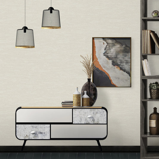 Belle Beta Sand Plain Weave Wallpaper by La Belle Maison