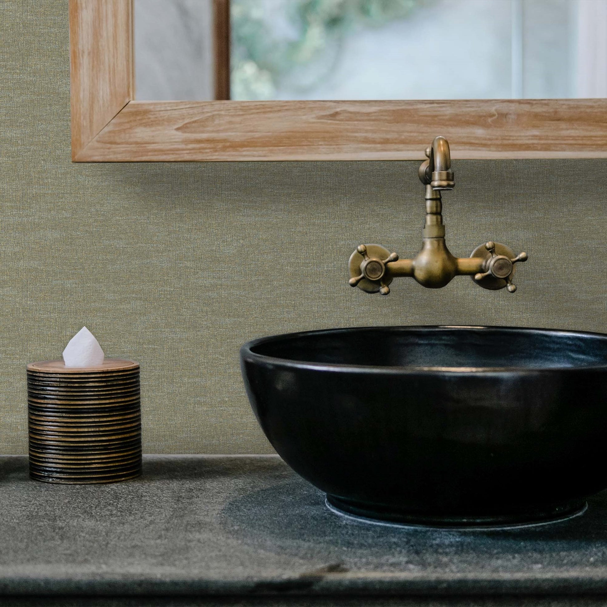 Belle Beta Stone Grey Fine Weave Wallpaper by La Belle Maison