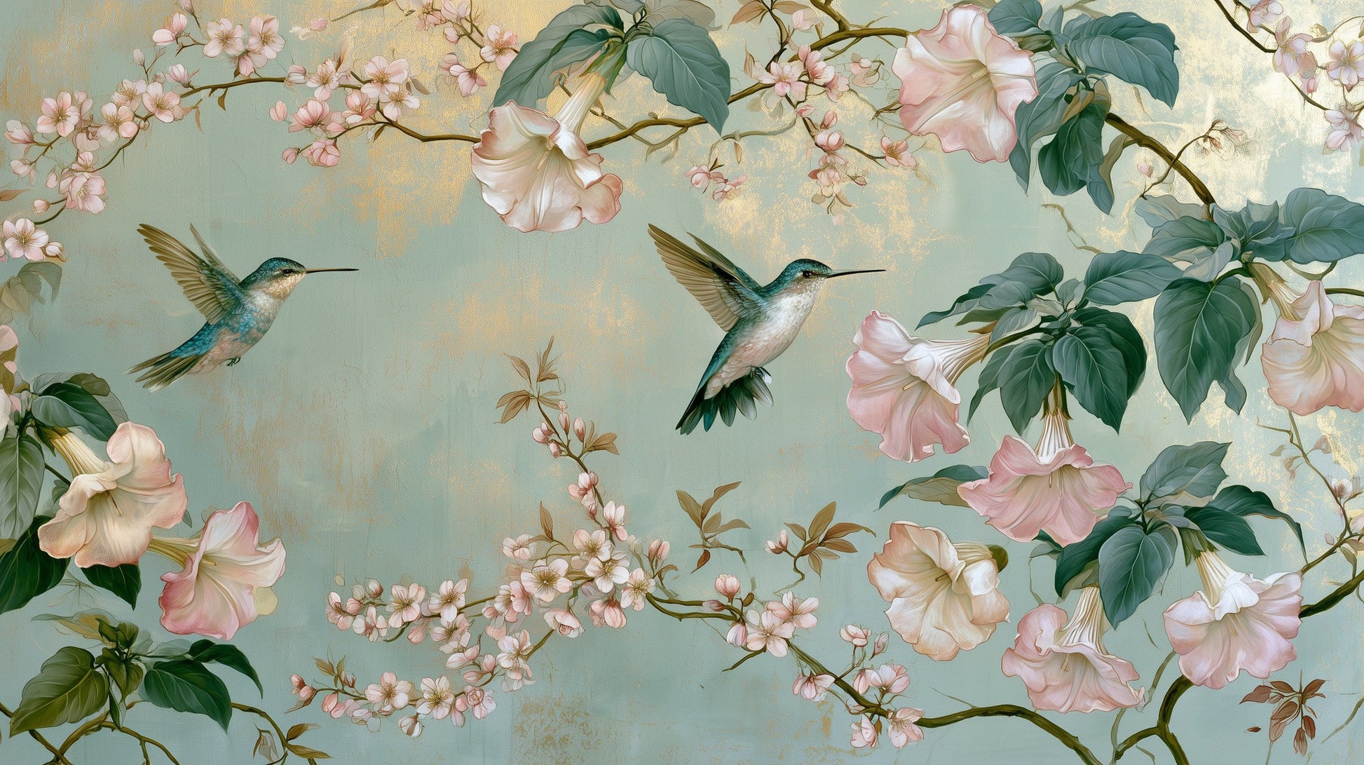 Jade Hover wall mural, full room view