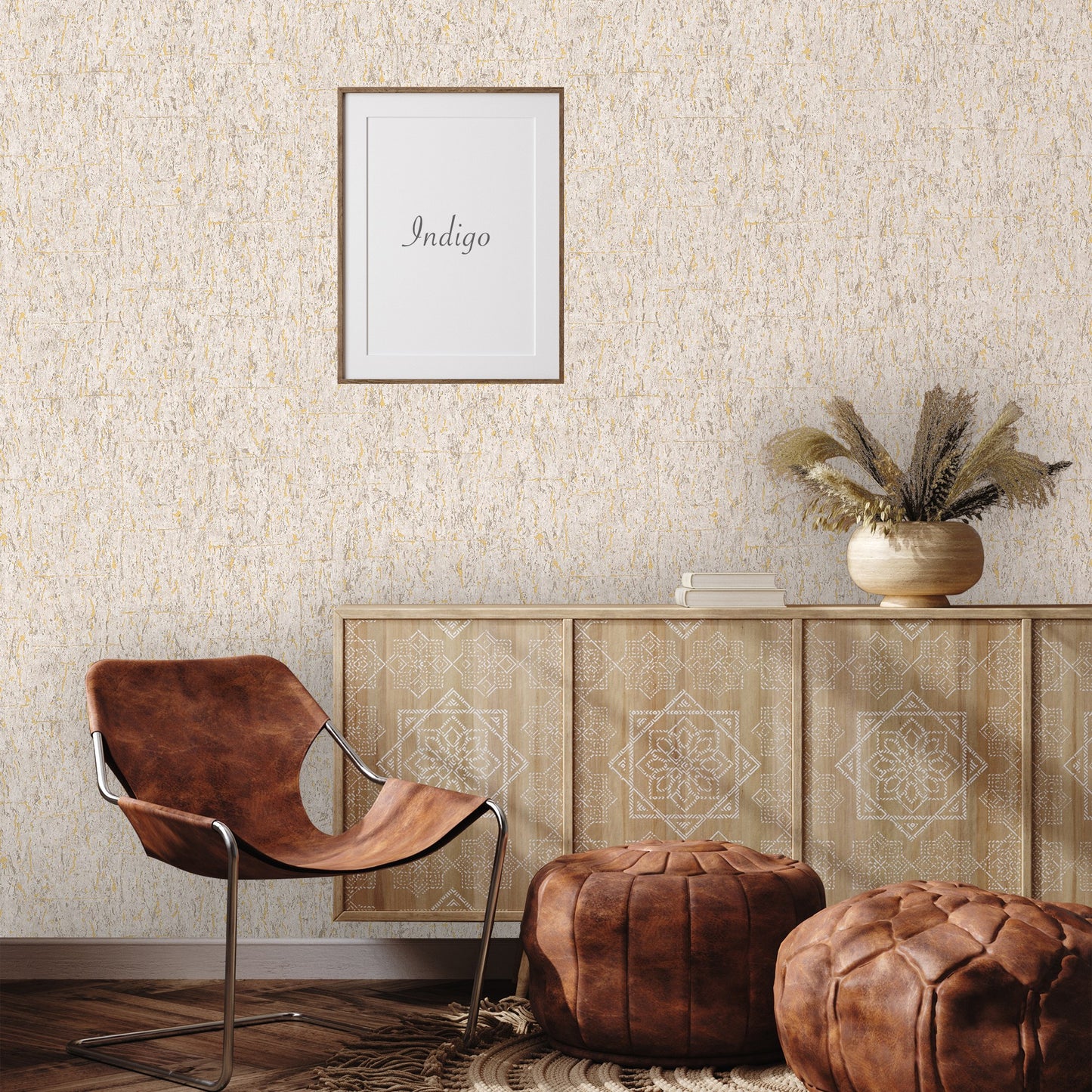 Indigo Maison Ash Garden Pattern Wallpaper by La Belle Maison