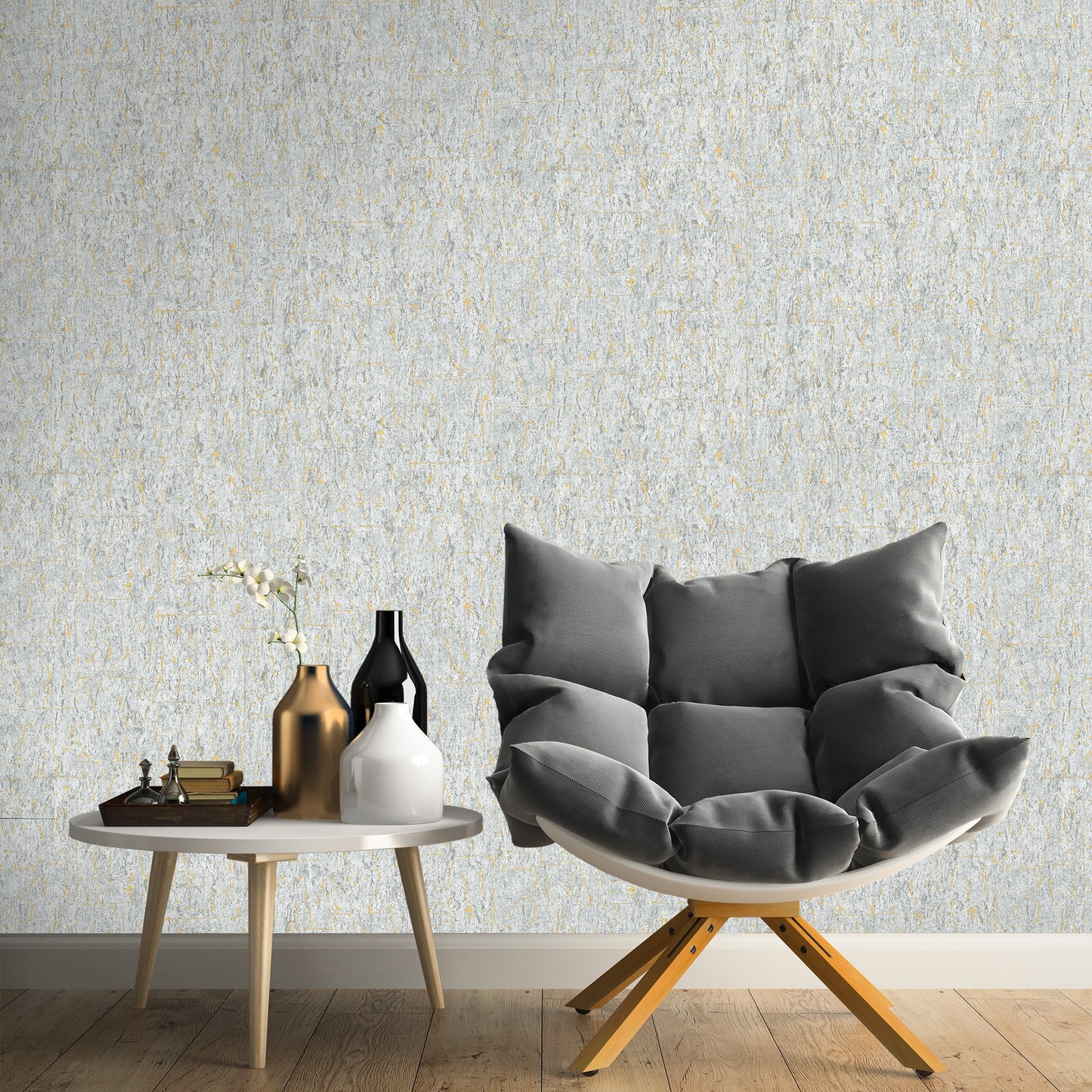 Indigo Maison Ash Artistic Floral Wallpaper by La Belle Maison
