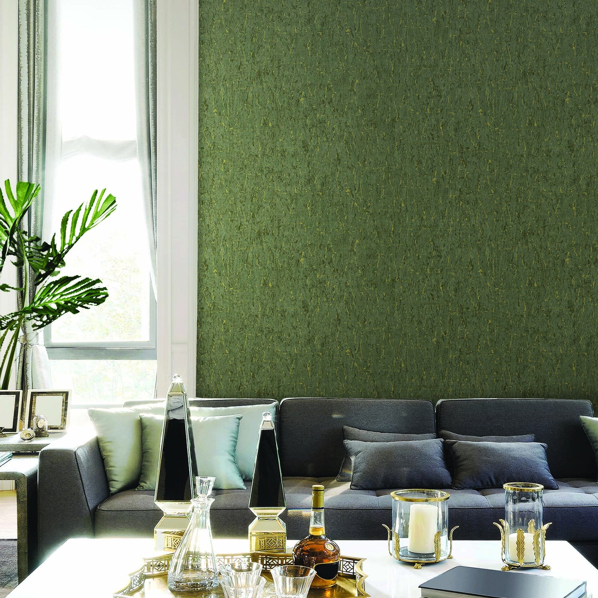 Indigo Maison Ash Grey Botanical Wallpaper by La Belle Maison