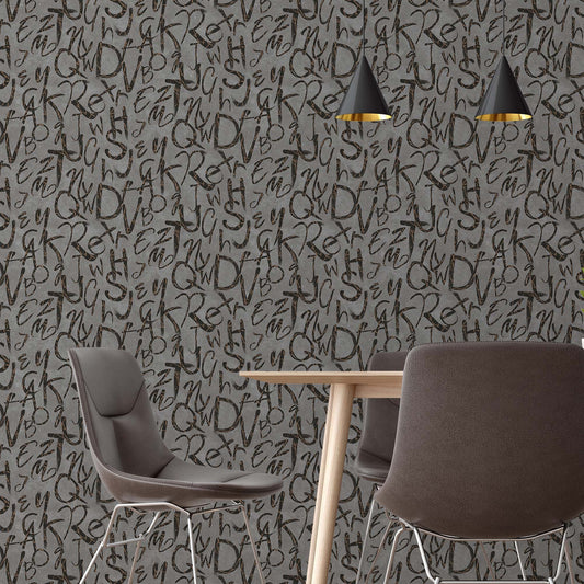 Indigo Maison Graphite Nature Motif Wallpaper by La Belle Maison